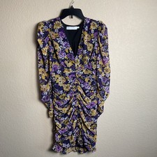 ASTR The Label Womens Medium Floral Sheer Long Sleeve Mini Dress Summer Spring
