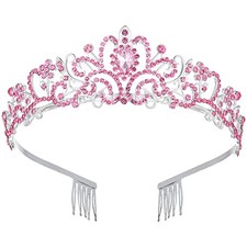 Pink Tiaras for Women - Crystal Crowns Princess Headbands - Pink Pack of 1