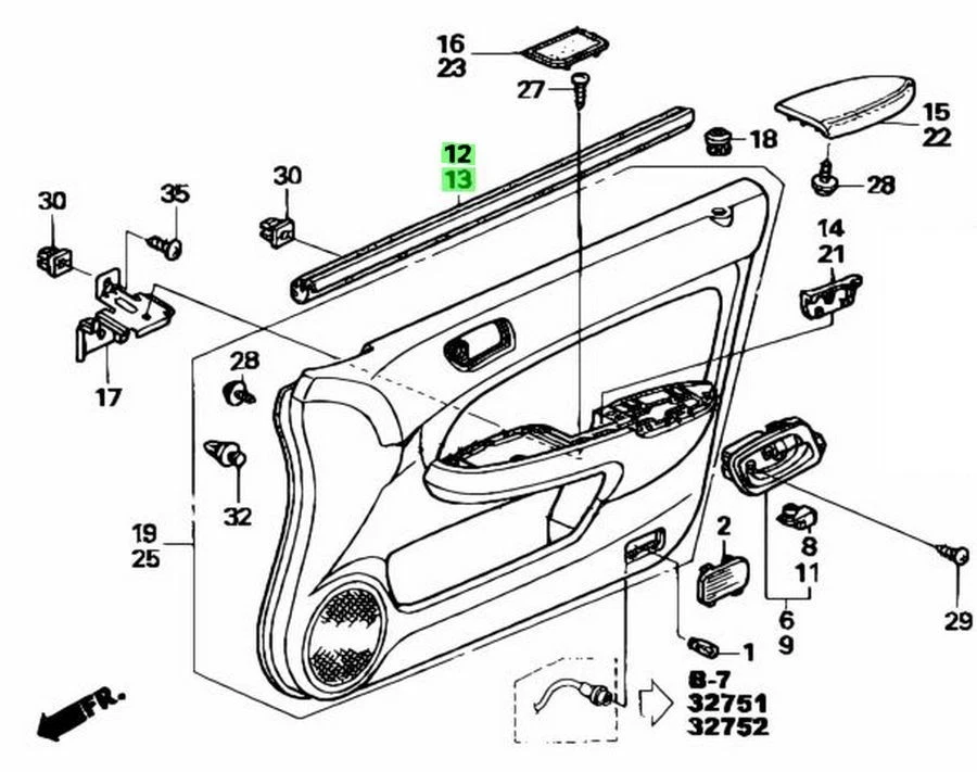 HONDA ACURA TSX 04-08 Juego de tira de clima interior de puerta delantera genuina derecha y derecha OEM Foto 2 de 2