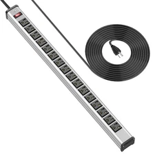 Metal 16 Outlet Power Strip, Extra Long Power Strip With10ft Cord, Heavy Duty...