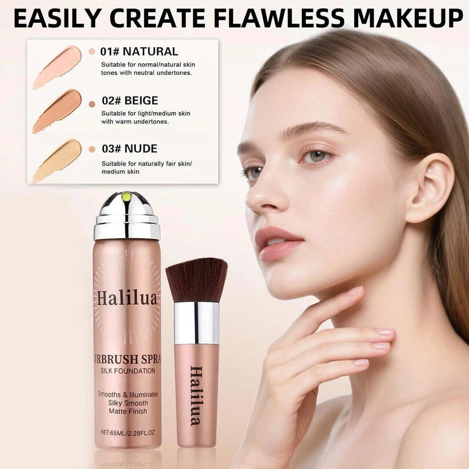 Airbrush Foundation Spray with Brush – Full Coverage Magic Minerals Hydrating - Image 2 of 4