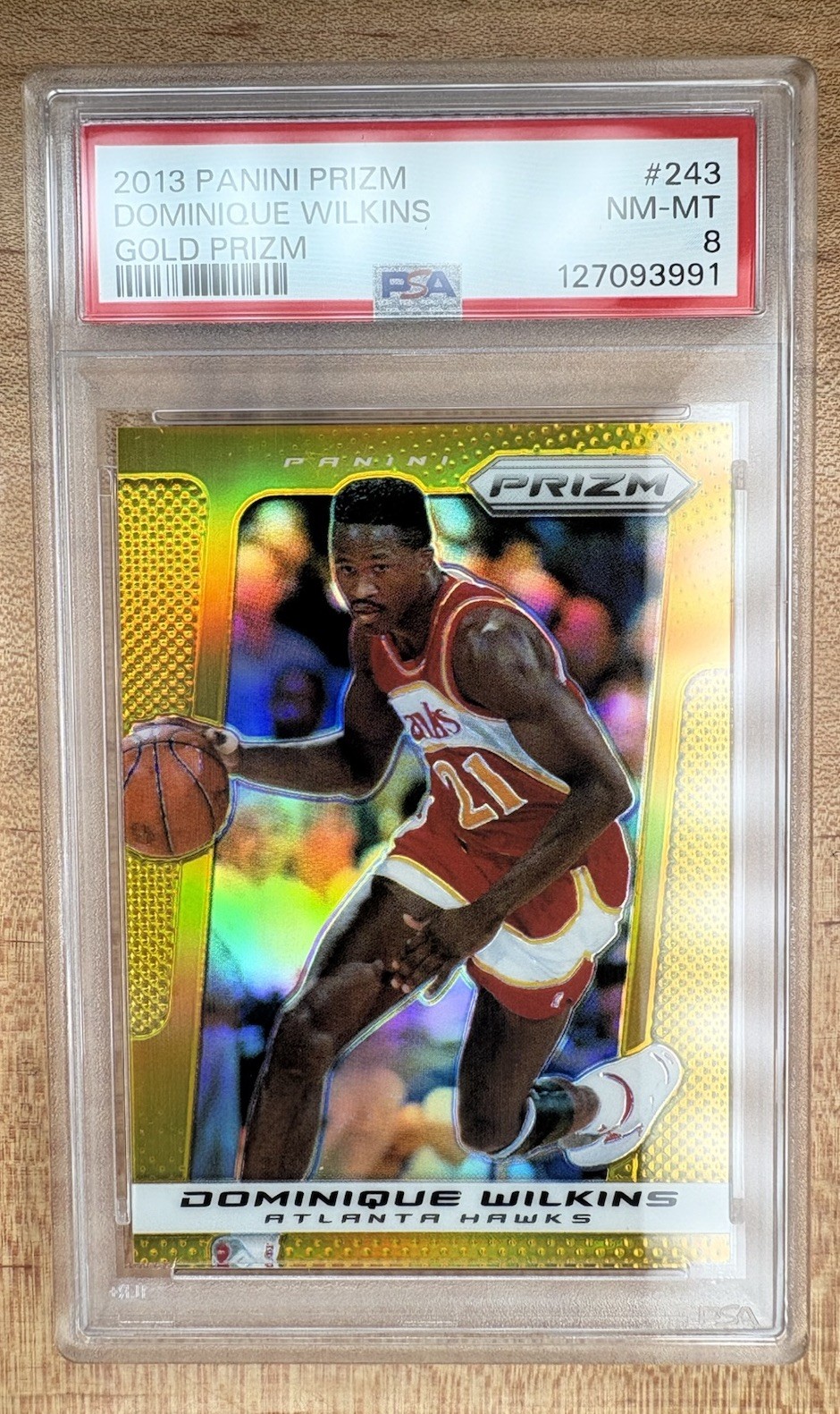 2013-14 Dominique Wilkins Panini Prizm Gold Prizm Parallel /10 #243 PSA 8