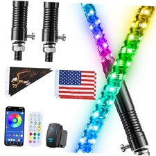 2 PCS 3FT Whip Lights with Spring Base, APP  Remote Control Led Whip 3FT 2PCS