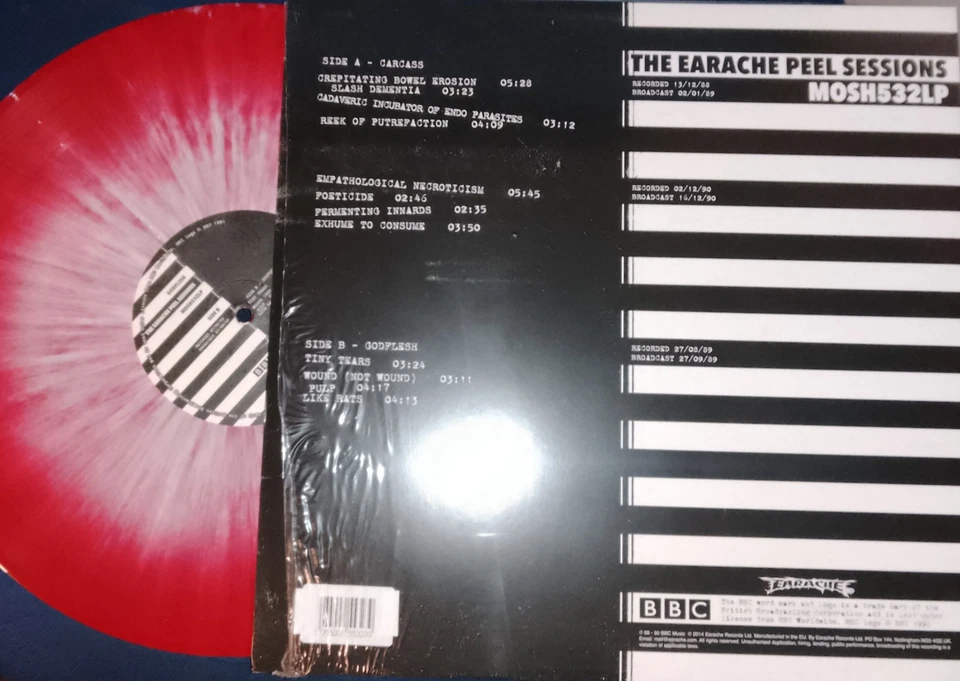 Carcass Godflesh ‎Grind Madness At The BBC red white splatter vinyl grindcore - Image 2 of 2