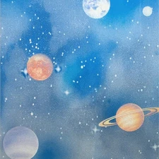 Blue Window Privacy Film Stained Glass Door Film Decorative Galaxy Planet Sta...
