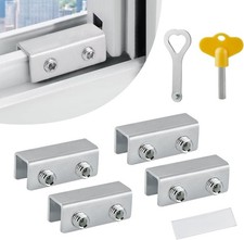 Sliding Window Locks with Keys 4 Pack , Adjustable No-Drill Security Window Sto