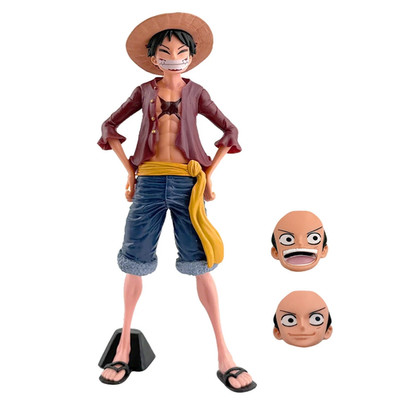 28cm One Piece Confident Smiley Monkey D. Luffy Three-Form Face-Changing PVC Ani