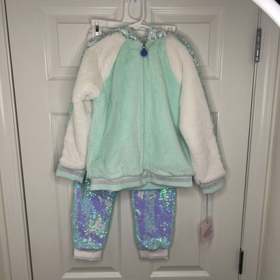 Kids jumpsuit More Than Magic Green Mermaid Jacket Pants Size 6/6X