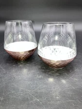 rare Artland stemless coppertino honeycomb 2 set glasses