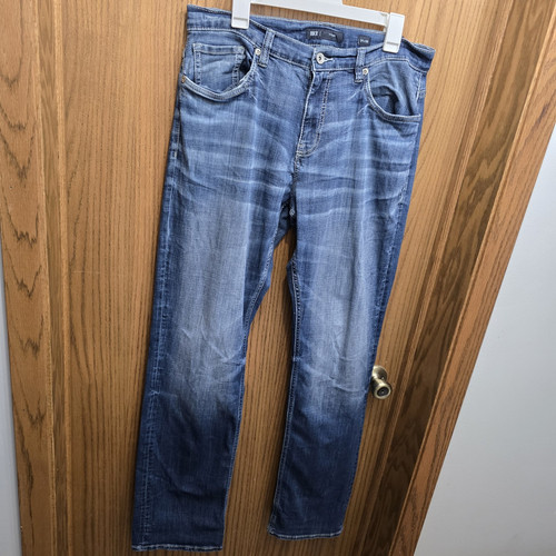 Men's BKE Tyler Blue Jeans 34x36 Big Thick Stitch Straight Distressed Wash