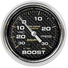 Auto Meter 200775-40 Pro-Comp Carbon Fiber Marine Vacuum / Boost Gauge