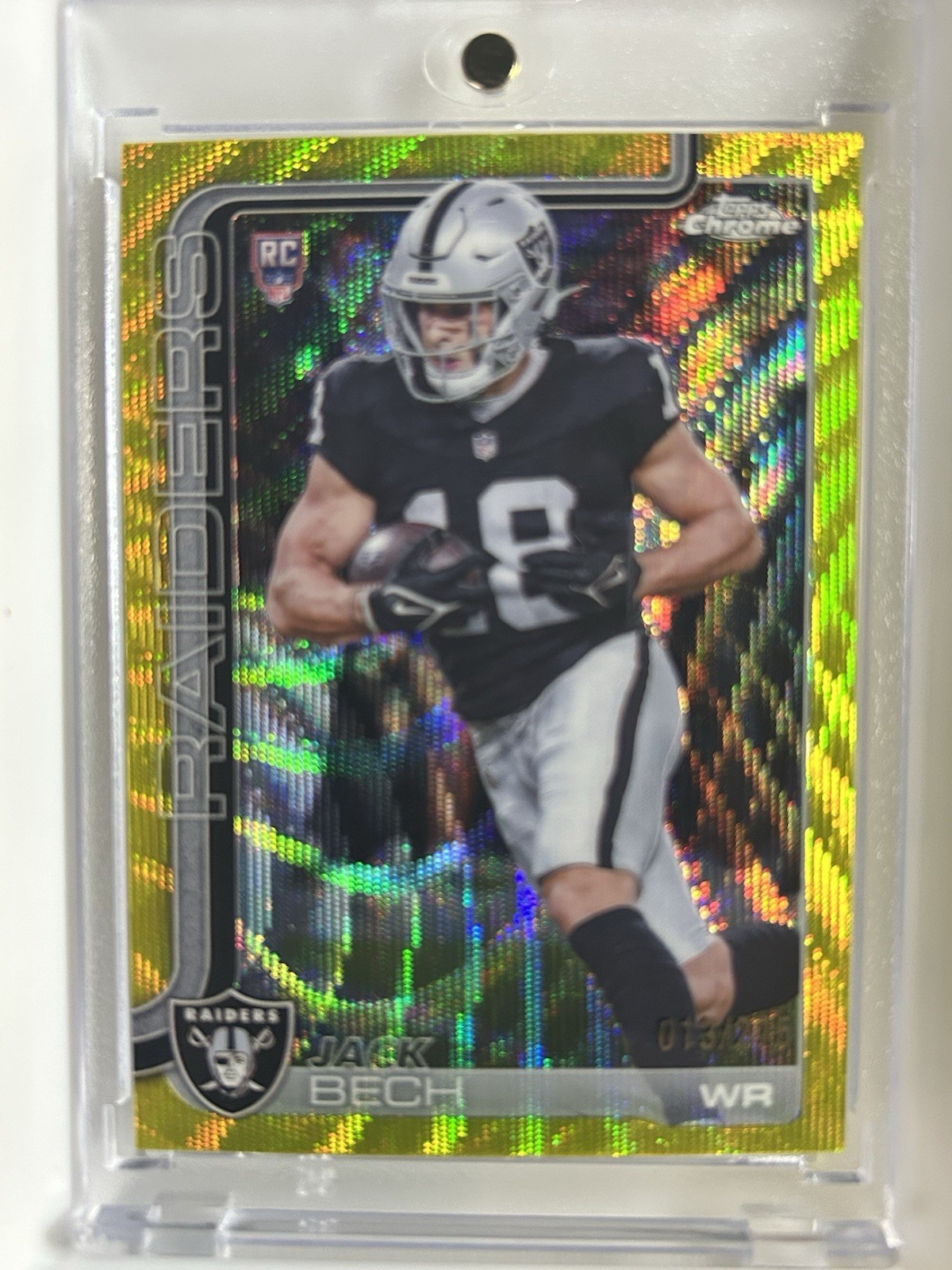 2025 Topps Chrome Football Jack Bech Yellow Wave Refractor /275 RC Raiders