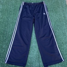 Vintage Adidas Sweatpants Men Large Black White Wide Leg Baggy Striped Track 90s