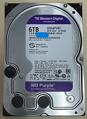 Western Digital  WD64PURZ Purple 6TB 3.5 HDD **Pre Owned**