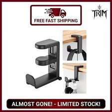Headphone Hook Stand PC Gaming Headset Holder Desk Mount Adjustable 360 Black