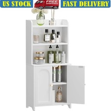 Bathroom Storage Cabinet Freestanding W/ Doors Adjustable Shelf Organizer New