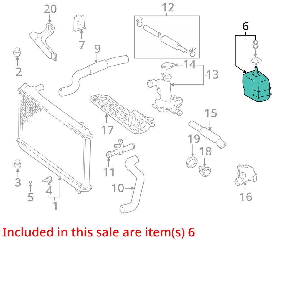 Botella tanque expansión desbordamiento refrigerante radiador Toyota Camry 2002-2004 TR7FU Foto 3 de 4