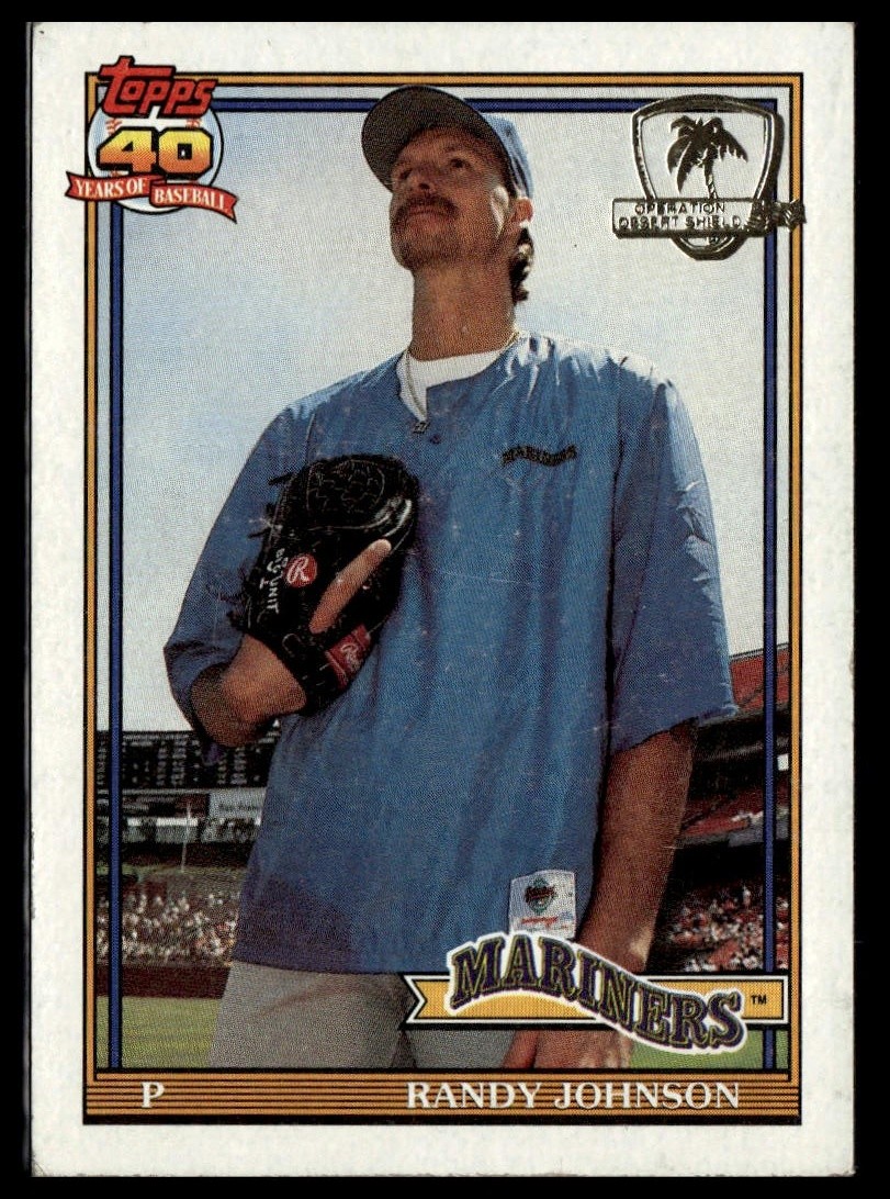 Randy Johnson #225 Baseball Cards 1991 Topps Desert Shield trading card — raw and PSA graded price guide