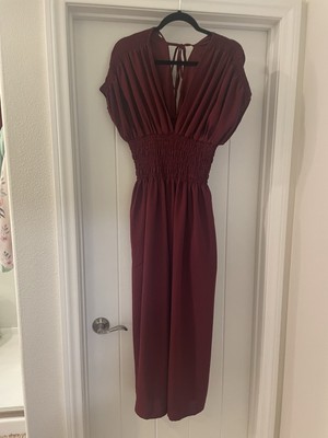 Burgundy Maxi dress With Cap Sleeves and Shirred Waist 2XL | eBay