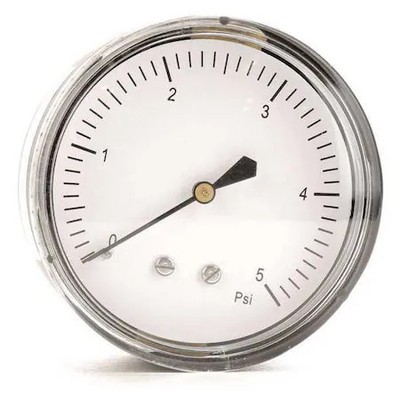 Low Pressure Gauge, 0 To 5 Psi, 2 1/2 In Dial, 1/4 In Npt, Center Back
