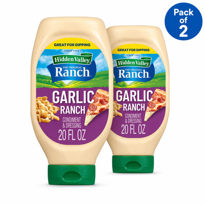 2 Pack Garlic Ranch Dip Dressing Sauce Condiment 20 fl oz