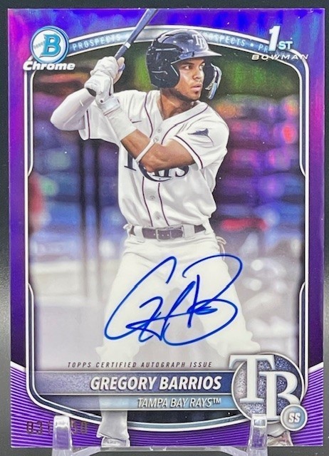 2025 Bowman GREGORY BARRIOS Chrome Prospect Auto Purple Refractor /250 #CPA-GB