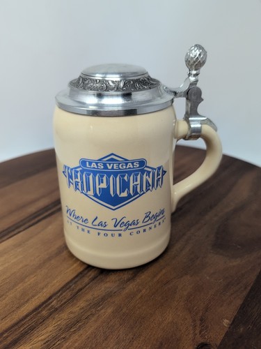 Rare Ceramic Beer Stein Pewter Lid Las Vegas Tropicana Where Las Vegas Begins