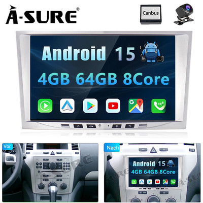 KAM+ 4+64GB Android 15 AutoRadio für OPEL Corsa C D Astra H Vectra Vivaro Tigra