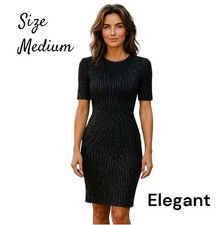 Jennifer Black Silk Beaded Dress M Elegant Sequin Cocktail Party Vintage 90s