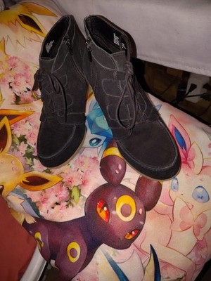 Mia Black Size 9 Leather Suede Lace Up Wedges