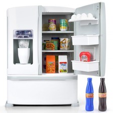 Refrigerator Toy Fridge with Ice Dispenser, Kids Pretend Play Kitchen Accesso...