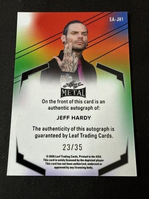JEFF HARDY INSCRIPTIONS WWE /35 On Card AUTO LEAF POP CENTURY 2026