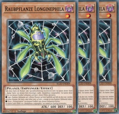 yugioh 3x Raubpflanze Longinephila BLZD-DE009 COMMON DEUTSCH