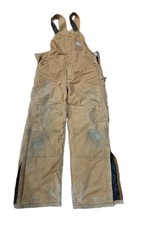 Vintage 90s Carhartt BQ188 Insulated Double Knee Bib Overalls 36x32 Distressed