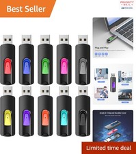 64GB USB Flash Drives 10 Pack Retractable Thumb Drive Bulk Multicolor Storage