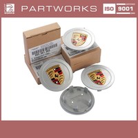 4X Radnabendeckel Original Porsche 911 993 966 986 Silber Wappen Farbig Konkav