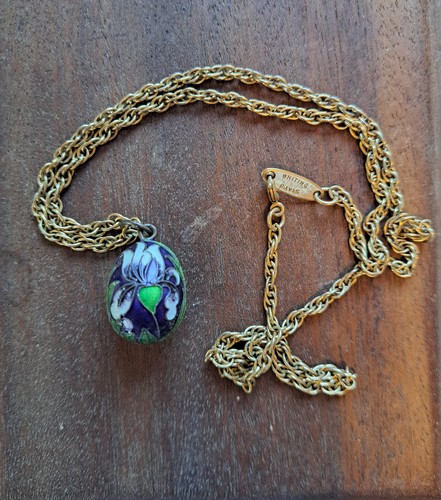 Egg Flower Cloisonne Enamel pendant, vintage, flower