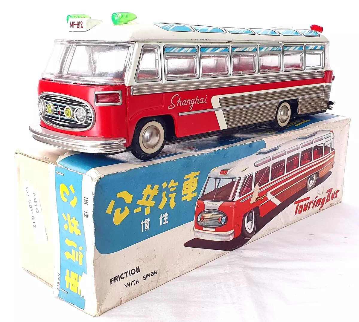 China MF-910 SHANGHAI AIRPORT LIMOUSINE SHUTTLE BUS Friction Tin Toy MB`58  Early