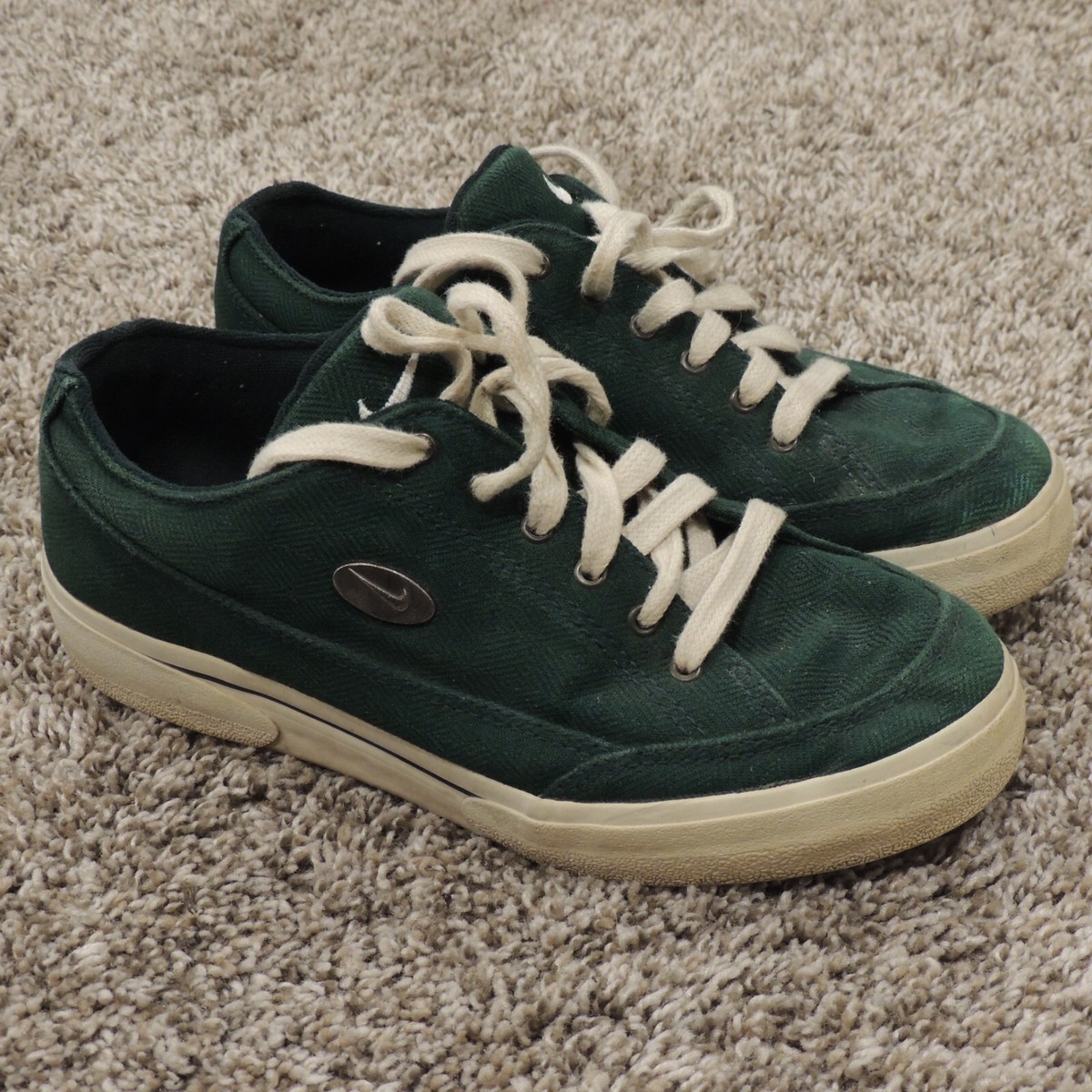 NIKE Vintage 80s Canvas Shoes Womens 7.5 Green Lace Up NIKE Vintage 80s Canvas Shoes Womens 7.5 Green Lace Up