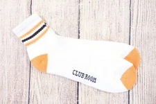 CLUB ROOM RETRO STYLE ORANGE WHITE STRIPE CUSHIONED SHORT CREW ANKEL SOCKS MENS 