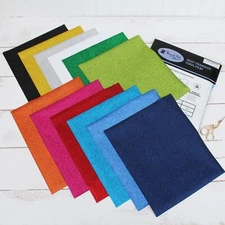 ThreadArt Glitter Heat Transfer Vinyl 10" x 12" Sheet Packs -12 Colors 1 Variety