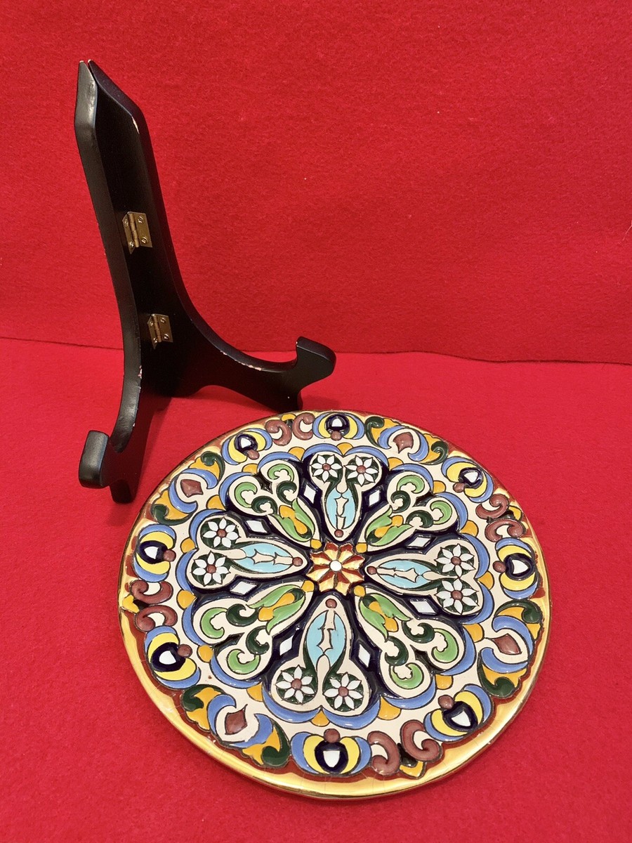 Ceramicas Sevilla Spain Moorish Ceramic Plate 24K Trim Esmaltado a