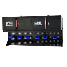 Wall-mounted two-door cabinet with tool rack, wall-mounted stainless steel