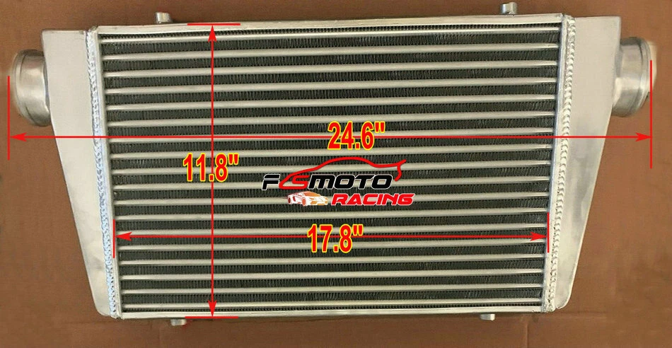 FMIC 25" X 12" X 3" Universal Aluminum Turbo Intercooler 3" Inlet / Outlet 76mm - Image 2 of 4
