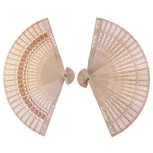 (3PC) Natural Wood Large Lace Floral Folding Hand Held Chinese Fan US - Picture 8 of 19