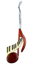 Note/Keyboard - Double-sided Wood Intarsia Christmas Tree Ornament - Music theme