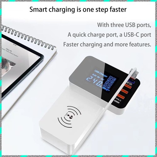 Multi-port charging USB+1QC3.0+1Type-c+ wireless desktop smart LCD display - Picture 4 of 13