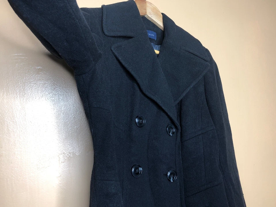 AK Anne Klein Women’s Black Wool-Blend Peacoat – XS, Fitted Long Sleeve, Classic - Image 4 of 4