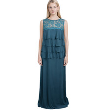 Alex Evenings Dress  Jacket Teal Blue Lace Tier Front A-Line Party Size 18W