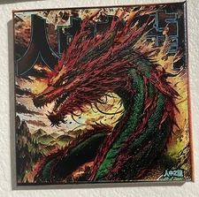Laser Engraving a Spray painted Canvas hand painted an Illustration of Dragon